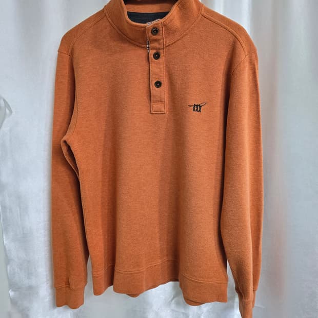 헨리코튼 오렌지색 버튼넥 긴팔 티셔츠 (1650)