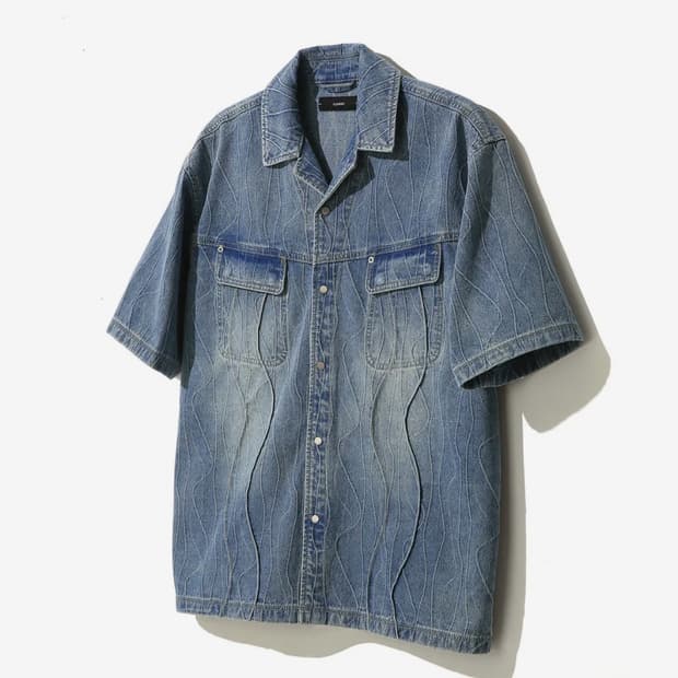 일꼬르소 데님 반팔 셔츠