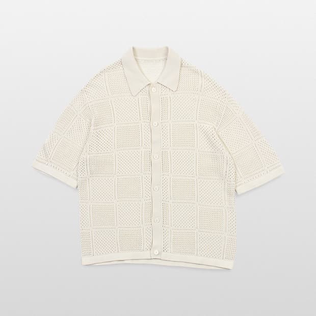 UNKNOWN Check Pattern Knit Shirt Cardiga