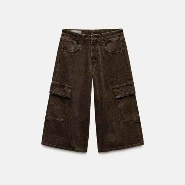 ZARA 애니멀 프린트 데님 버뮤다 팬츠