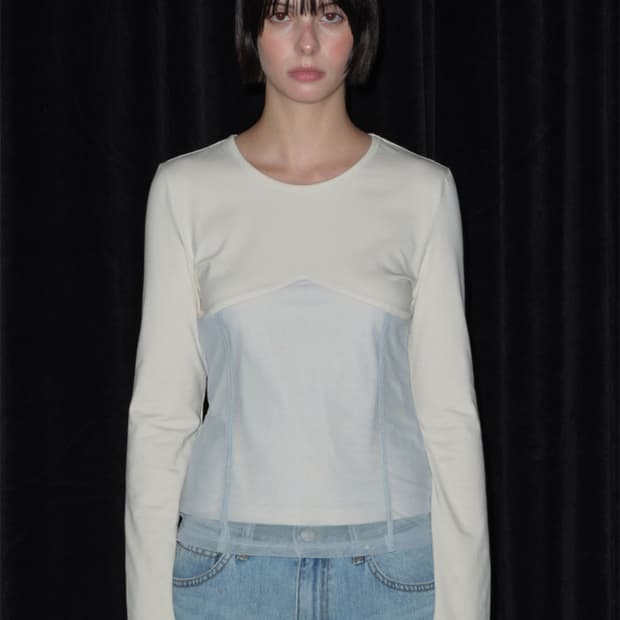 마가린핑거스 매쉬 레이어드 티셔츠 (크림)