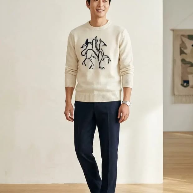 맨온더분 아이보리 울 니트 100