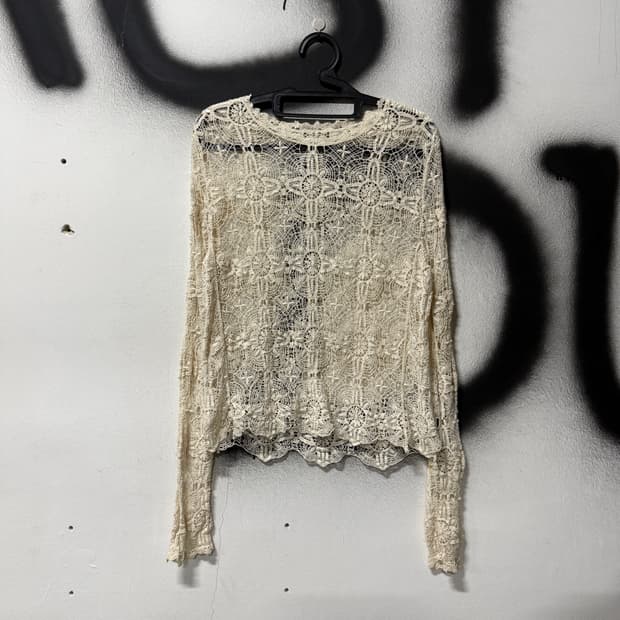 VTG 빈티지 시스루 레이어드 크로쉐 그물 니트