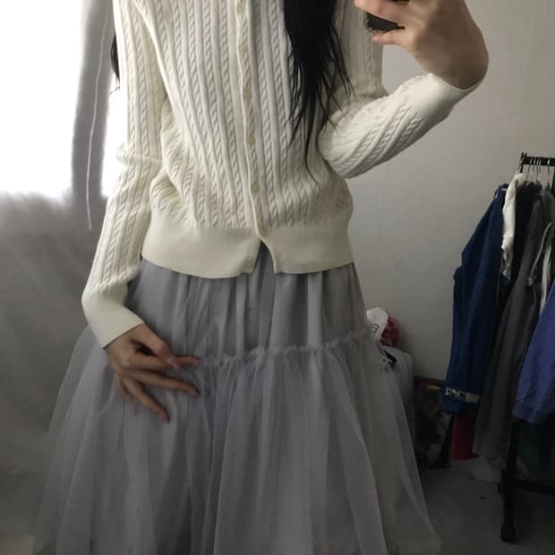폴로 아이보리 케이블 가디건