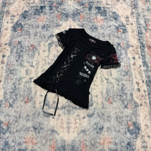 Mad punks goth punk patch eyelet top