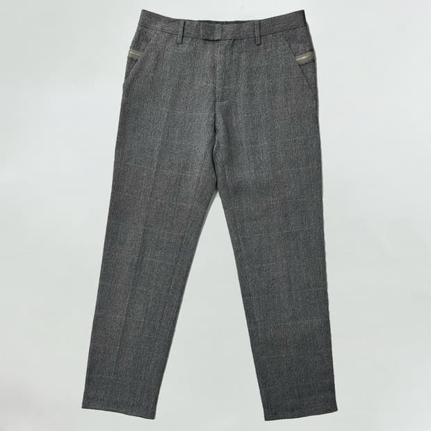 언더커버 헤링본 지퍼 디자인 울 슬랙스