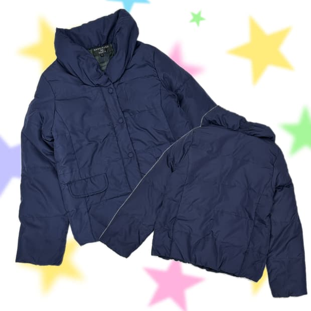 MAMAIKUKO 네이비 하프넥 패딩 핀터 러블리 일본 겨울 