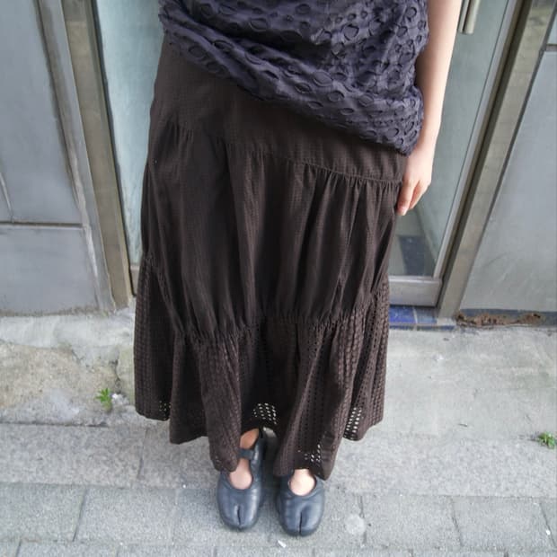 mixed pattern brown skirts