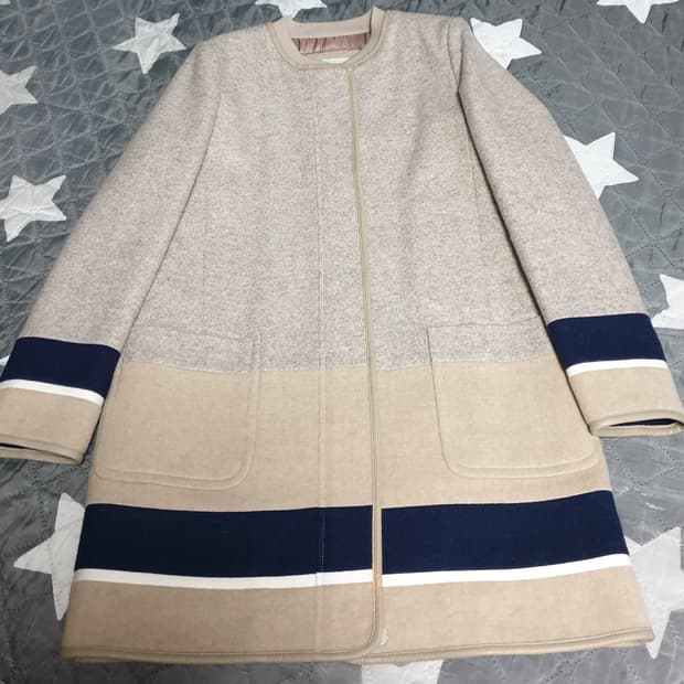 (제일모직) 빈폴레이디스 컬러블록 클래식 라운드넥 울 코트 (M)