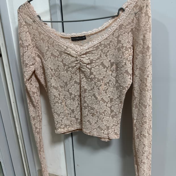 플리즈노팔로우 레이스 탑 핑크 시착품(레어템)