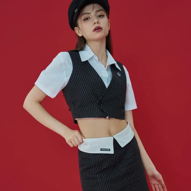 팬시클럽 스트라이프 셋업