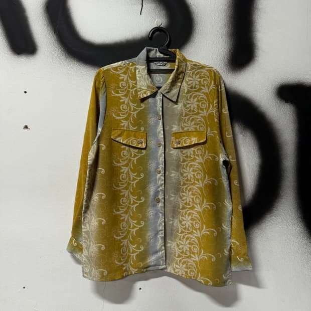 VTG 빈티지 오리엔탈 패턴 페이크 포켓 긴팔 셔츠
