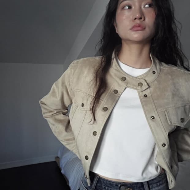 Clo studio 스웨이드 크롭 자켓