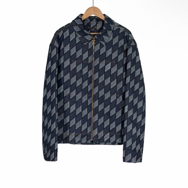 [52] 루이비통 남성 다미에 워크웨어 패디드 데님 트러커 자켓 인디고