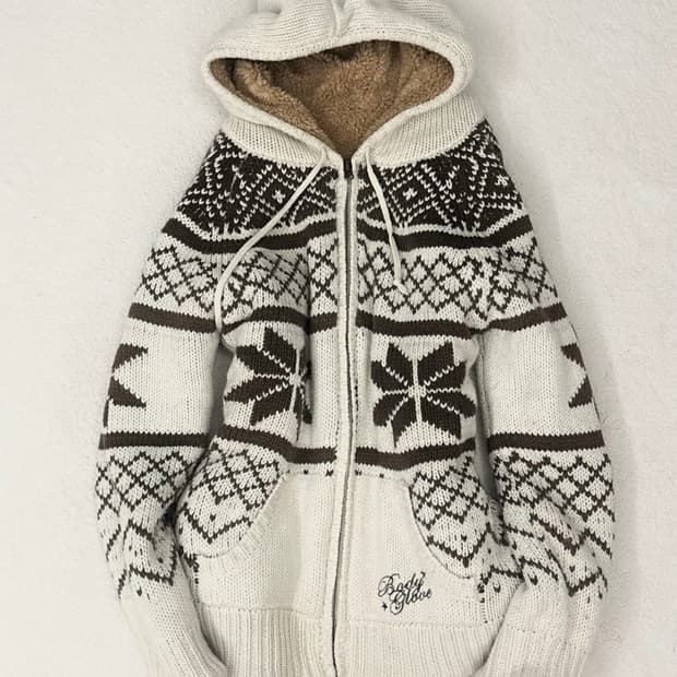 노르딕 패턴 리버시블 니트 후드 집업