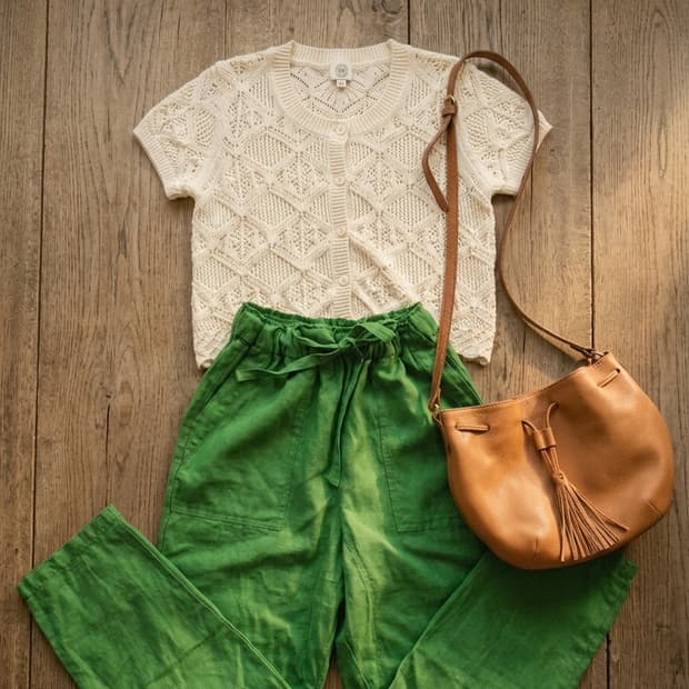 앳코너(a.t.corner) 다이아 펀칭 반소매 니트 카디건 (아이보리)