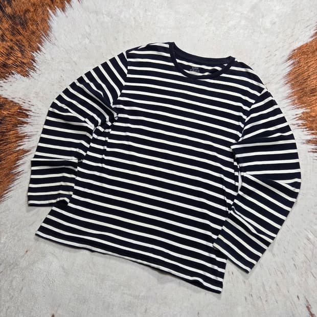 빈티지 블랙 화이트 단가라 롱슬리브