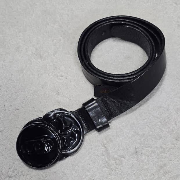 Diesel 디젤 블랙 골드 캔 버클 레더 벨트