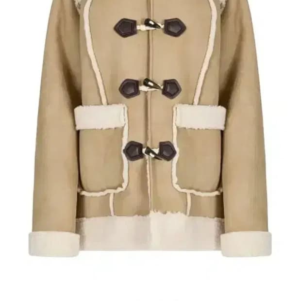 Palejade shearling hooded coat beige