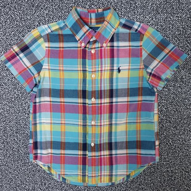 [무료배송][110]폴로 키즈 체크 반팔 셔츠 남방