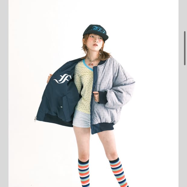 Faerie patch bomber padded jacket (navy)