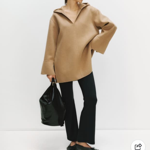 아르켓 새옷 더블 울핸드메이드 후드 코트 카멜 