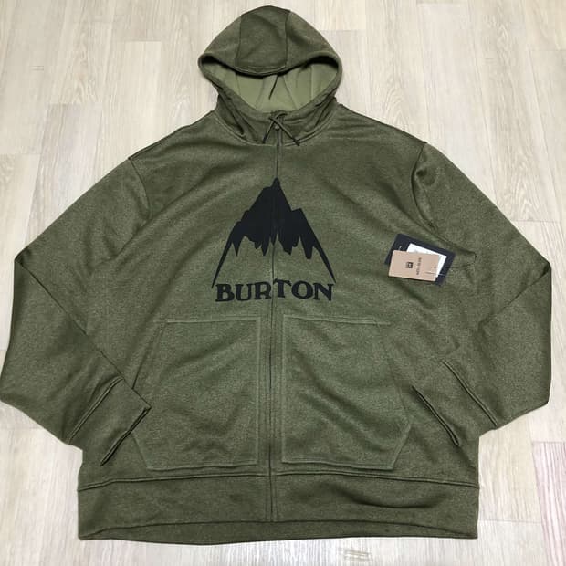 (XXL) 새상품 버튼 BURTON 스노우 보드 올리브 풀오버 후드집업