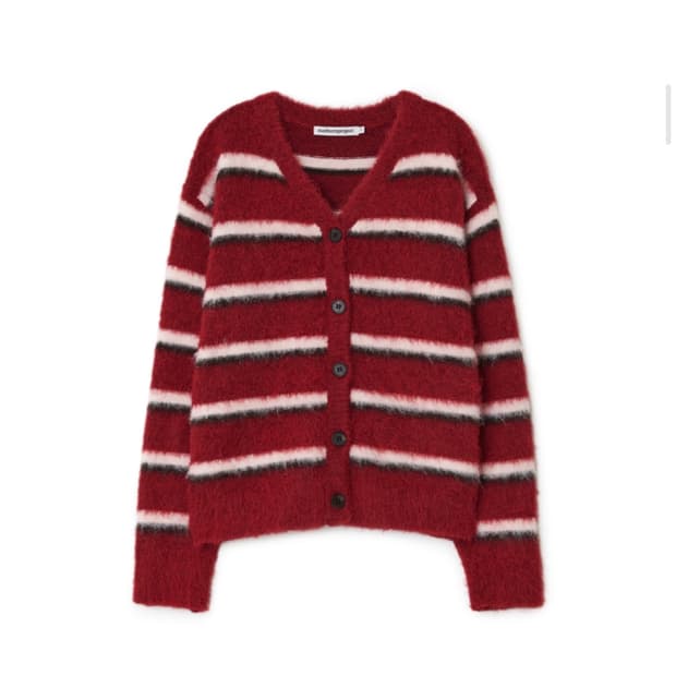Hairy Overfit Cardigan, BURGUNDY