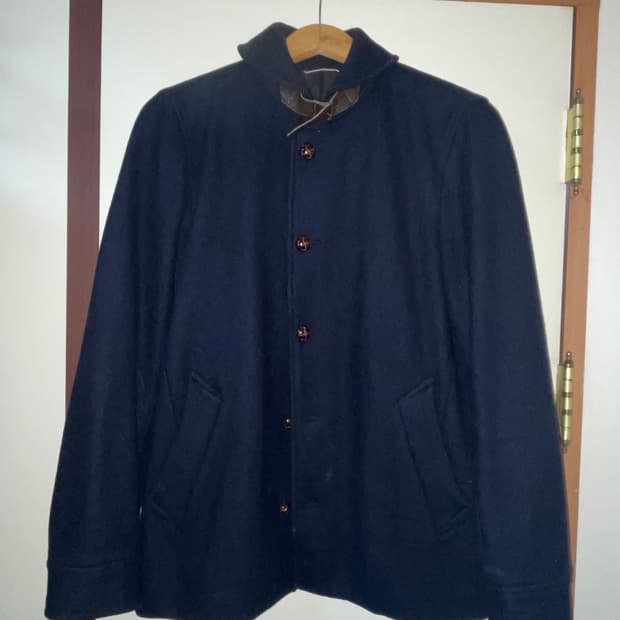 Global work navy wool coat