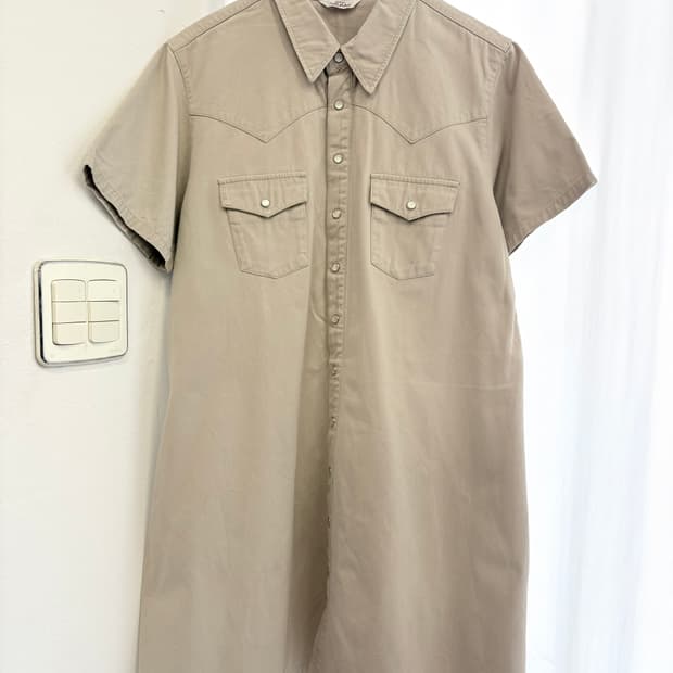 베이지 웨스턴 셔츠 원피스  JPN