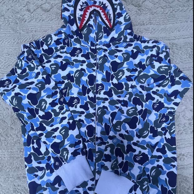 베이프 블루 샤크 후드집업