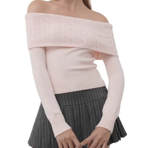 새) 클리시어 컵케이크 오프숄더 니트