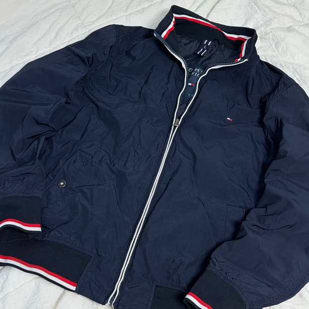 타미힐피거 네이비 블루종 바람막이 자켓 미디움