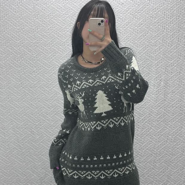 ERQ 빈티지 폭닥 노르딕 코위찬 오버핏 니트 90 C07252