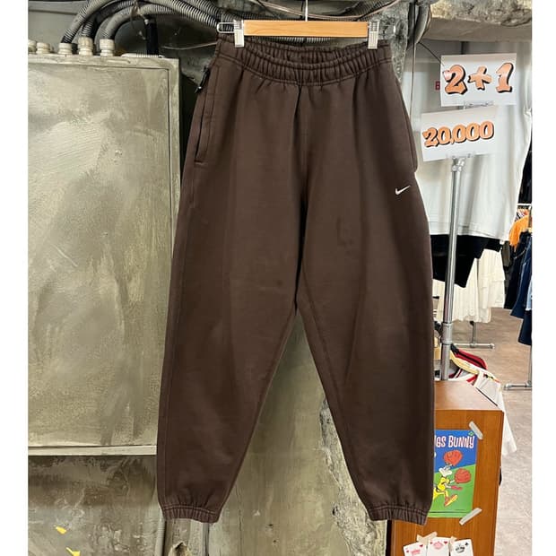 나이키 스우시 기모 스웻 조거 팬츠 브라운 S #csz3919  *오염,