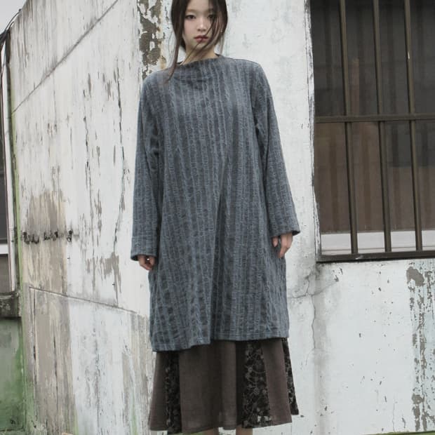 블루 그레이 루즈핏 원피스