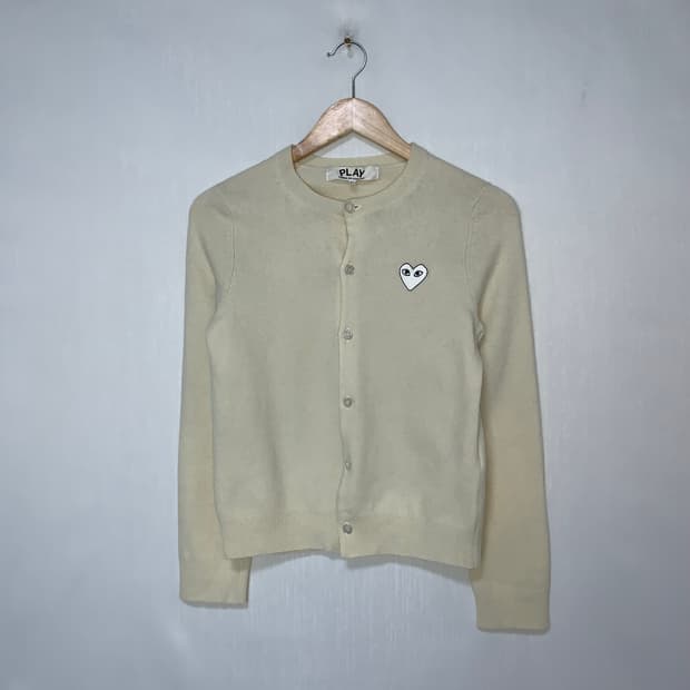 꼼데가르송 플레이 빈티지 니트 가디건 아이보리 여성 L