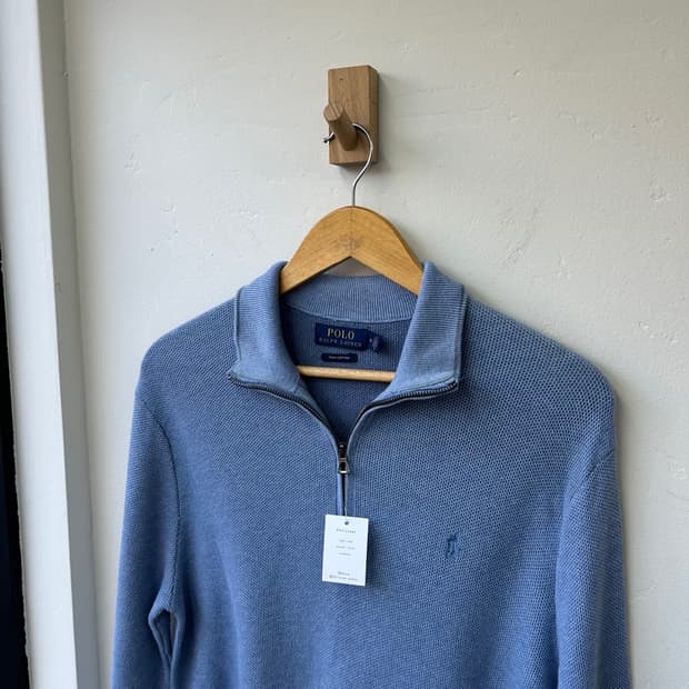 15815 - 폴로 랄프로렌 스카이블루 반집업 니트 (피마 코튼)