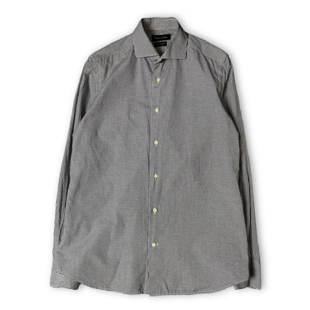 마시모두띠 블랙 화이트 마이크로 체크 긴팔 셔츠