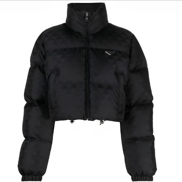 프라다 리나일론 크롭 다운 자켓 패딩 숏 블랙