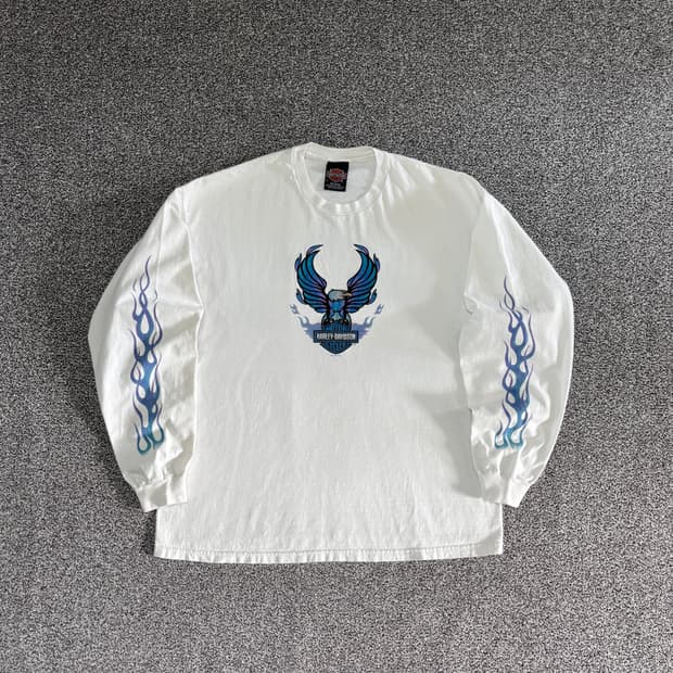 빈티지 할리데이비슨 플레임 롱슬리브 티셔츠