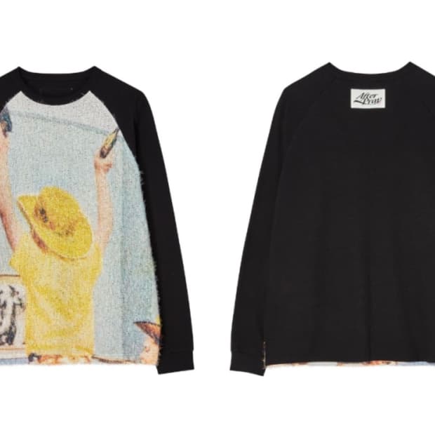 애프터프레이 프린티드 래글런 롱 슬리브 티셔츠 블랙