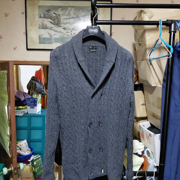 [마시모두띠]울,실크 혼방 케이블 더블 숄카라 가디건 L(105)