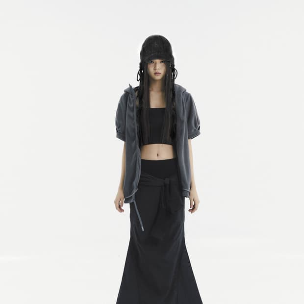 오호스 머메이드 2-way 오프숄더 스커트 원피스 롱드레스 블랙 나일론