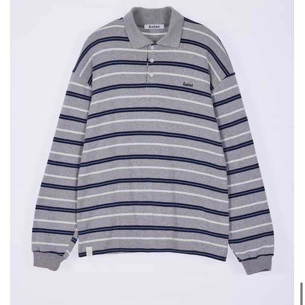 haint 헤인트 멀티 스트라이프 카라티 멜란지그레이