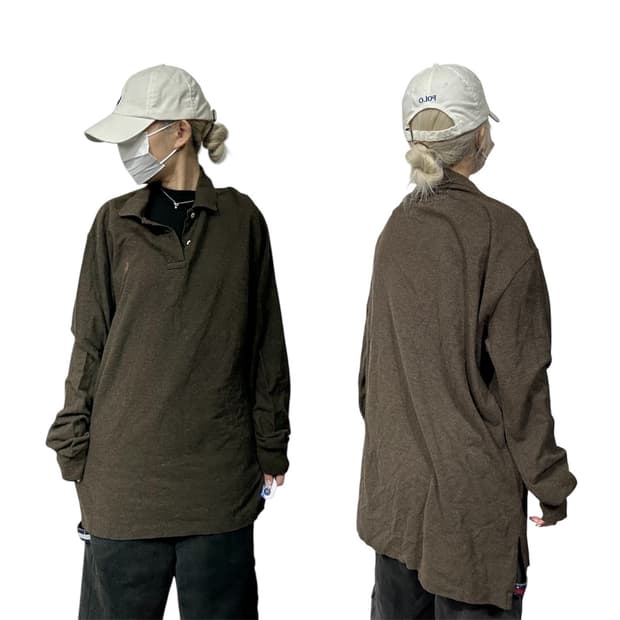 폴로 랄프 로렌 브라운 오버핏 셔츠 L