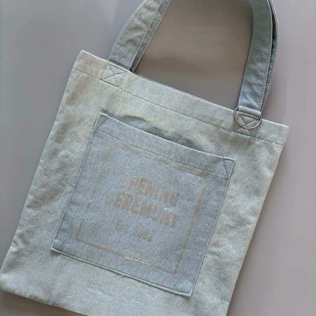 오프닝세로모니 데님 에코백