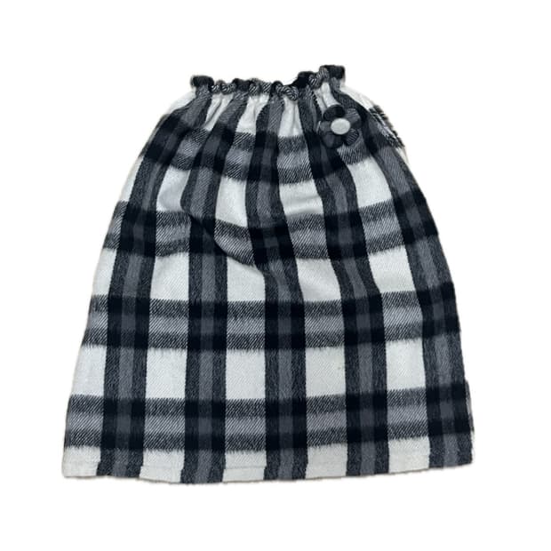 체크 울 스커트 (꽃 디테일)