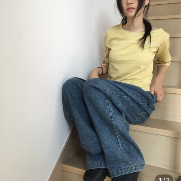 스티치 7부 티셔츠