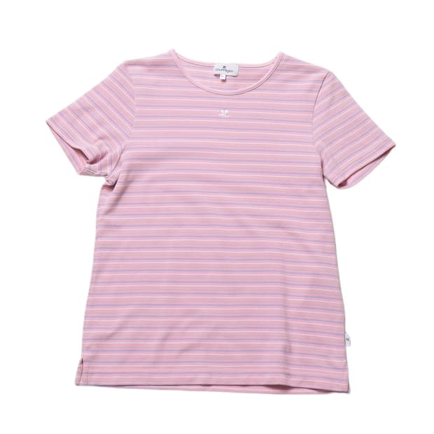 courreges 로고 스트라이프 하프 티셔츠  